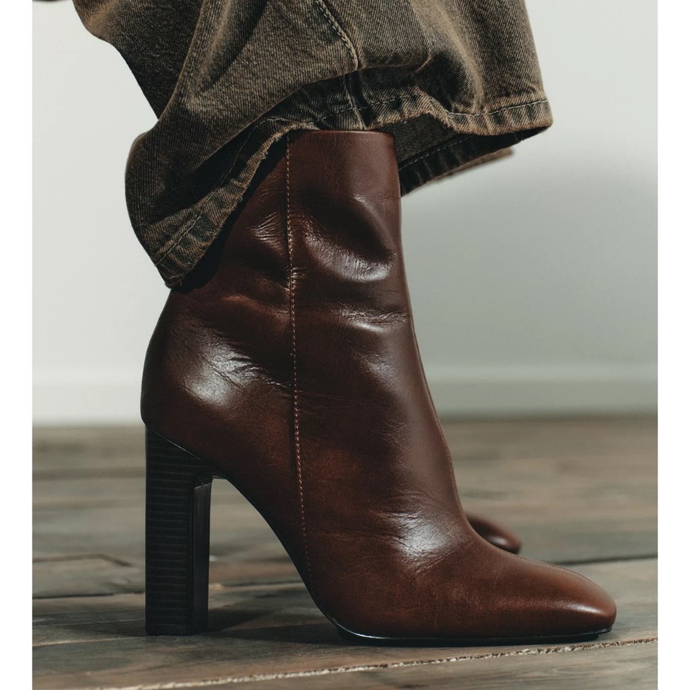 Brown Leather Ankle Boots - Picture 2 of 5